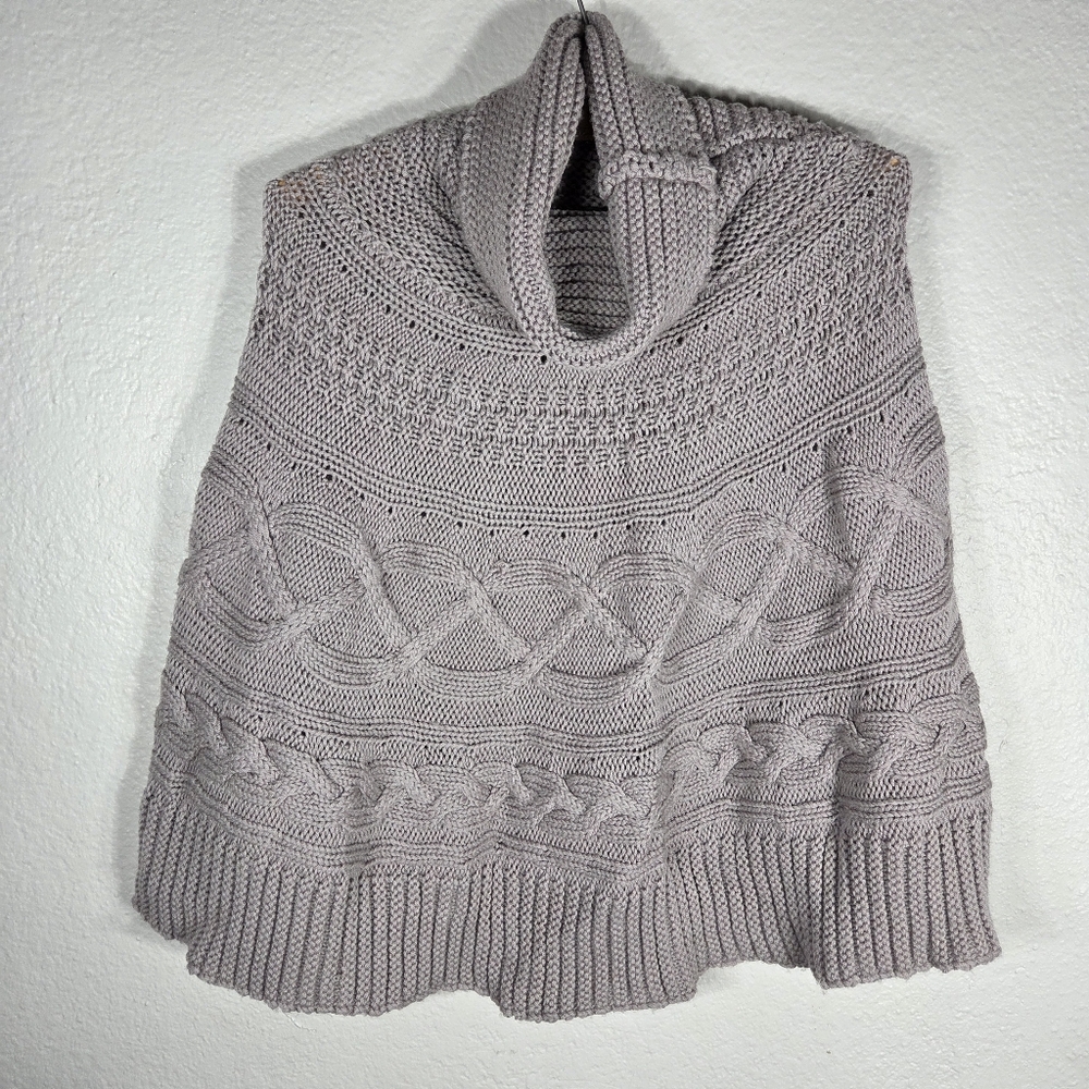 Witchery Knit Turtleneck Poncho Sweater One Size 100% Merino Wool Gray Womens
